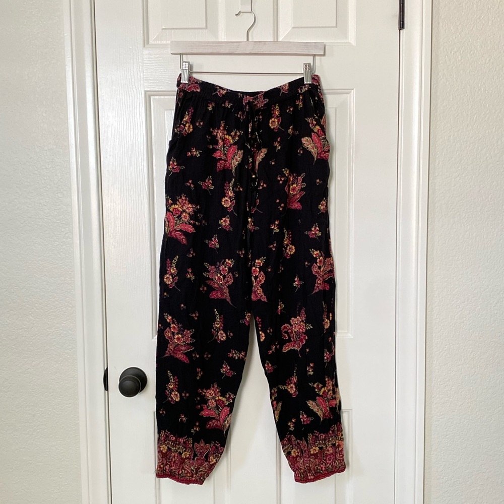 Angie floral elastic waist jogger pants